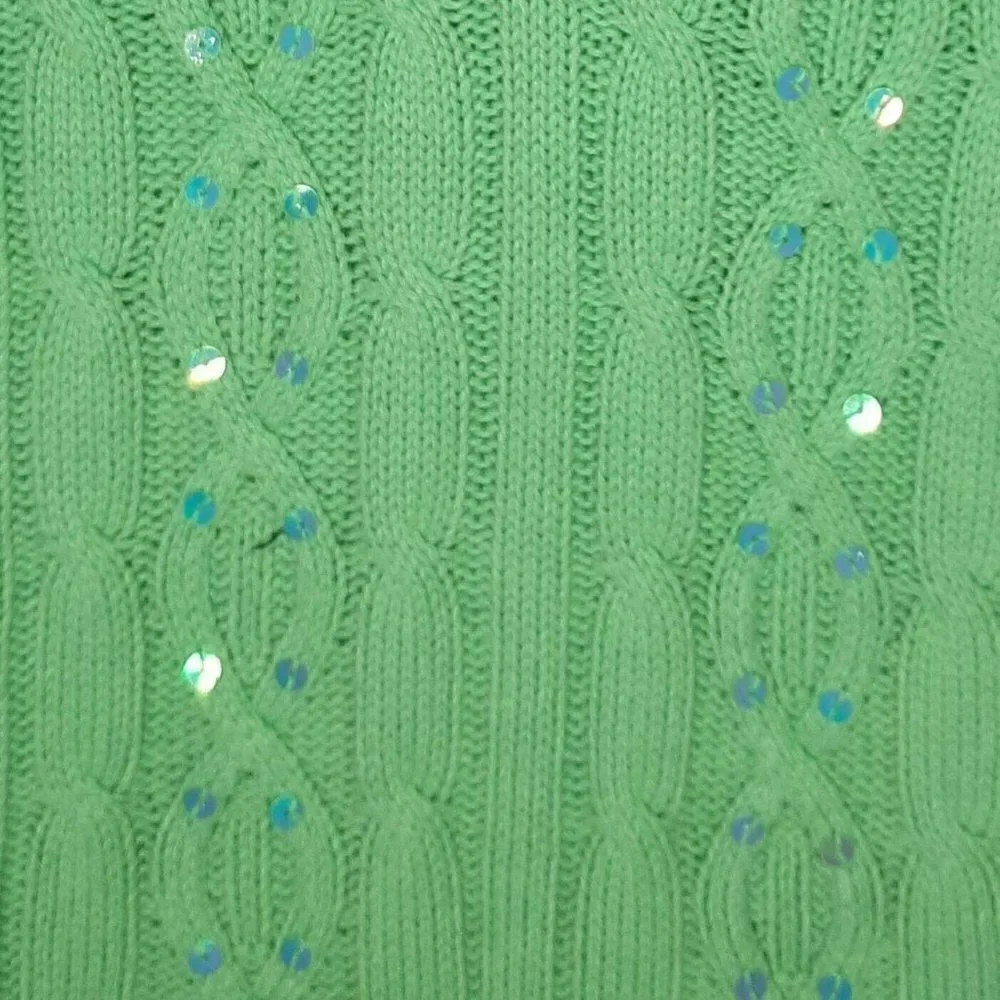 The Childrens Place Green V-Neck Cable Sweater